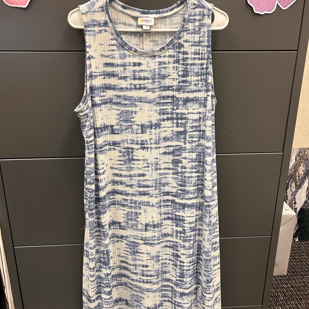 LuLaRoe Blue and White Dress